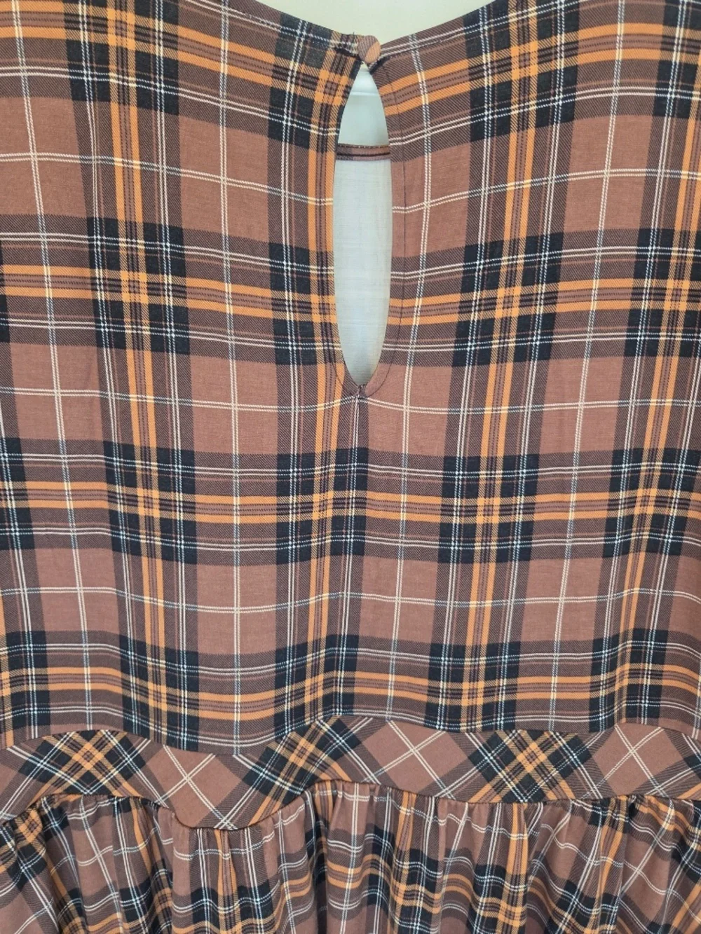 Torrid midi dress size 3X brown/black plaid short sleeves stretch jersey cottage - Picture 4 of 10